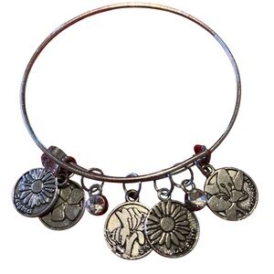 Silver Charm Bracelet with Floral Accents